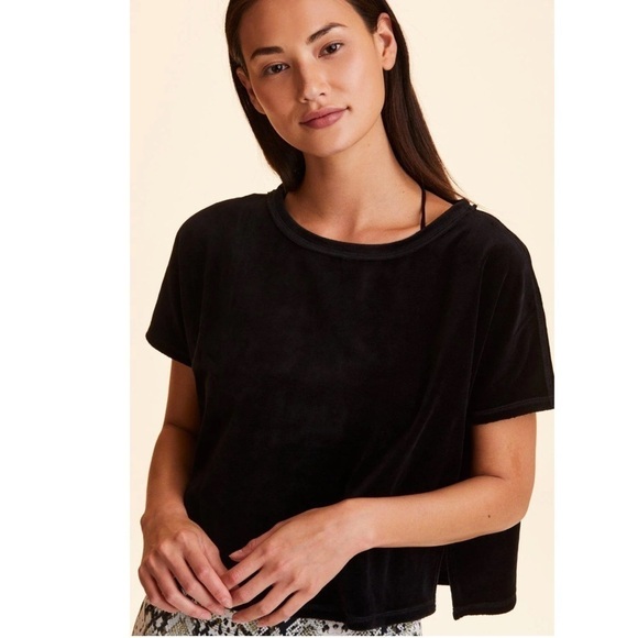 Alala Tops - ALALA Champ Tee black velvet velour size L black